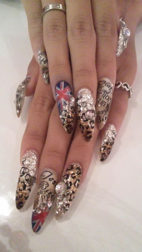 Marley Aesthetic, Union Jack Nails, Nail References, Gyaru Nails, Character Nails, Vampire Nails, Junk Nails, Her Nails, Really Cute Nails