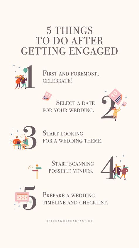 For newly engaged couples. Here’s a to-do list to get your wedding planning off to a great start! | 5 Things to Do After Getting Engaged | wedding tips | wedding guide | engagement tips | to-do list | wedding timeline | wedding checklist Engagement To Do List, Cookie Monster Wallpaper, Wedding Guest Etiquette, Timeline Wedding, Blonde Ombre Balayage, Character Girl, Camper Awnings, Engagement Tips, Bride And Breakfast