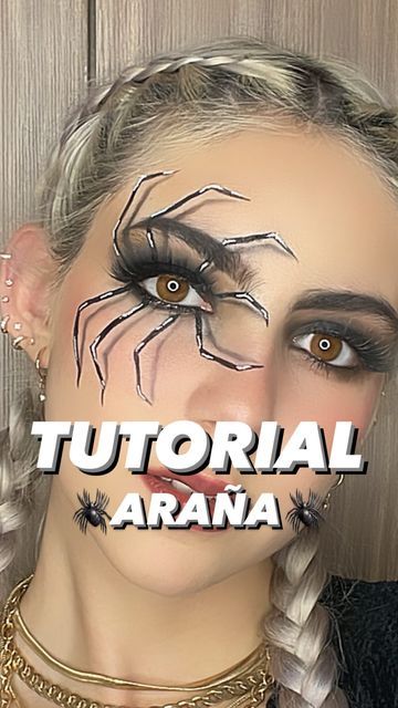 Halloween Make Up Tutorial, Halloween Maquillaje, 3d Spider Makeup Halloween, Spidermakeup Halloween, Halloween Makeup Looks Spider, Halloween Spider Makeup Looks, Spider Make Up Eye Makeup, Spider Face Painting, Spider Web Make Up Eye Makeup