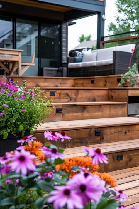 Elevate Your Space with Multi Level Deck Ideas Multi Level Deck Ideas, Small Urban Garden, Multi Level Deck, Tiered Deck, Deck Construction, Cozy Patio, Deck With Pergola, Backyard Inspiration, Small Yard