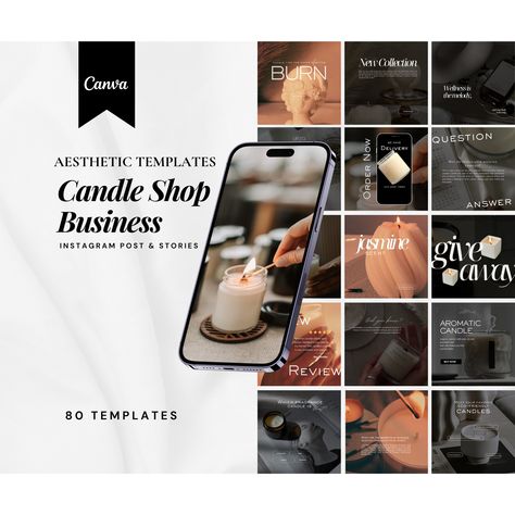 Social Media Templates for Candle Shop Business | 80 Scented Candle Instagram Templates | Candle Business Instagram Post | Social Media Templates | Candle Shop Branding | Chandler Shop Post Illuminate your candle shop's social media presence with our stunning Social Media Templates designed specifically for candle businesses! These professionally crafted templates will help you showcase your beautiful candles, promote special offers, and engage with your customers in a visually captivating way. Aromatic Candles, Social Media Content Calendar, Candle Maker, Selling Candles, Candle Business, Instagram Business, Candle Shop, Beautiful Candles, Business Gifts