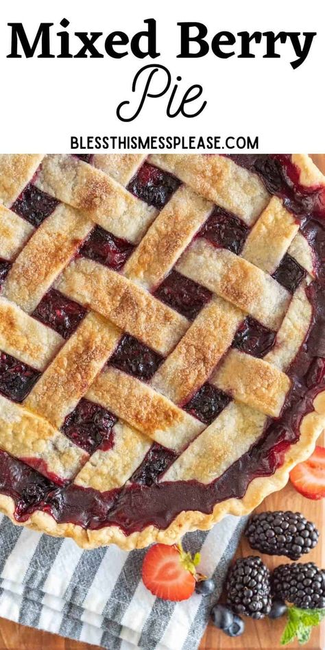 Mixed berry pie is make with raspberries, blueberries, blackberries, and strawberries and it's one of the best pies out there. This recipe is a family favorite and everyone cheers when I pull a berry pie from the oven. Berry Pie Filling Recipe, Frozen Berry Pie, Mixed Berry Pie Filling, Mixed Berry Pie Recipe, Strawberry Blueberry Pie, Fresh Berry Pie, Berry Pie Filling, Berry Pie Recipe, Berry Filling