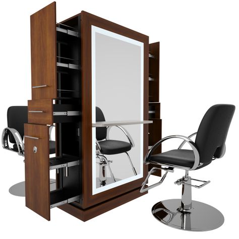 Styling Mirror, Hair Salon Stations, Barber Shop Interior, Salon Styling Stations, Space Saving Shoe Rack, Home Hair Salons, Hair Salon Interior, Salon Suites Decor, Salon Stations