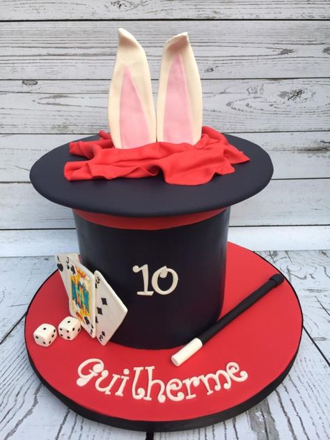 Magic Hat Cake, Magician Cake Ideas, Magic Theme Birthday Cake, Magic Themed Cake, Magic Theme Cake, Magic Birthday Cake, Top Hat Cake, Magician Cake, Magician Hat