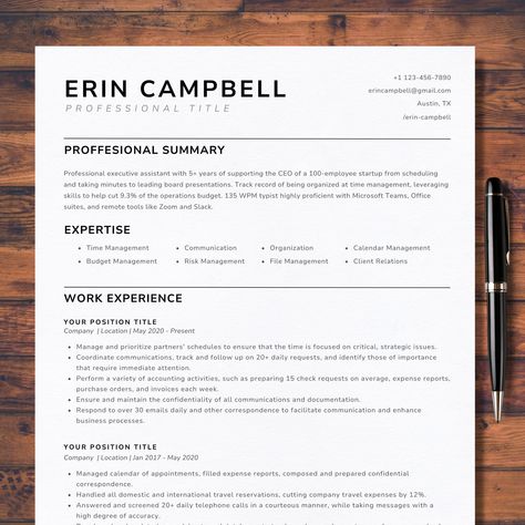 2024 ATS Friendly Modern Resume Template Google Docs Clean Word Resume Professional Executive Assistant Simple Minimalist Resume Template Resume Profile Statement Examples, Corporate Resume, Basic Resume Examples, Resume Ideas, Minimalist Resume Template, Calendar Management, Resume Professional, Minimalist Resume, Resume Writing Tips