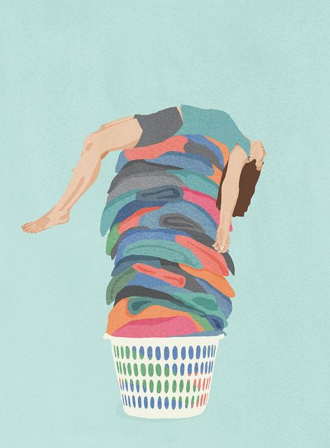 Giselle Dekel’s delicate illustrations elevate everyday acts Laundry Art, Laundry Wall Art, Arte Alien, Laundry Day, Funny Illustration, الرسومات اللطيفة, Surface Pattern Design, Larp, 그림 그리기