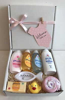 Baby Girl Gift Hamper Basket Maternity Shower Gift Johnsons Baby New Baby Gift | eBay Baby Present Ideas Girl, Regalos Para Baby Shower Ideas, Baby Gift Wrapping Ideas, Regalo Baby Shower Ideas, Baby Gift Box Ideas, Baby Present Ideas, Baby Hamper Ideas, New Baby Gift Boxes, Regalos Baby Shower Originales