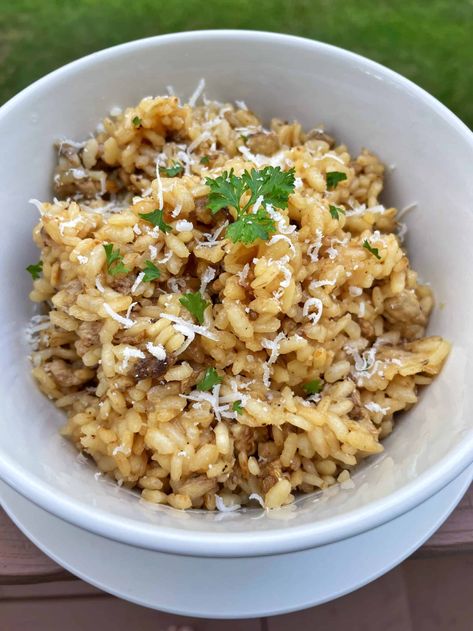 Lion's Mane Mushroom Risotto - From Michigan To The Table Cooking With Lions Mane, Lions Mane Soup, Lions Mane Mushroom Soup, Recipes With Lions Mane Mushrooms, Lions Main Mushroom Recipes, Lion Mane Mushroom Recipe, Lions Mane Recipes, Lions Mane Mushroom Recipe, Recipes Mushrooms