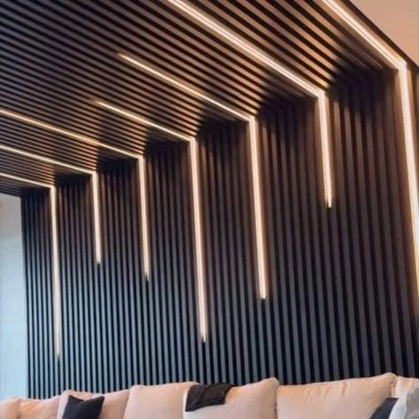 Wall Decoration Ideas ✨️ #wall #wallart #walldecor #walldesign #walldecorationideas #walldecoration #walldecorations #walldecorationforlivingroom #homedesignsdworld #hairhack #tiger3 #fitnesstransformation #maggirecipes #dhoklarecipe Media Wall Slat Wall, Wood Panel Walls And Ceiling, Aurora Borealis Interior Design, Noise Cancelling Wall Panels, Cool Wall Treatments, Dark Batten Board Walls, Black Wood Panel Wall Living Room, Wood Wall Slats Interiors, Floor To Ceiling Wall Paneling