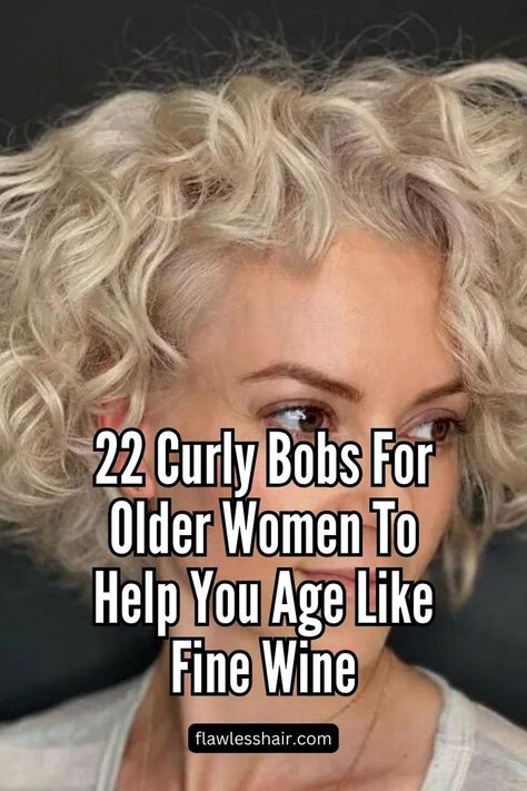 Platinum Blonde Rezo Cut Curly Bobs For Older Women, Older Woman Curly Hair, Fine Curly Hair Cuts, Short Curly Bob Haircut, Medium Curly Bob, Long Curly Bob, Short Layered Curly Hair, Short Natural Curls, Curly Bobs