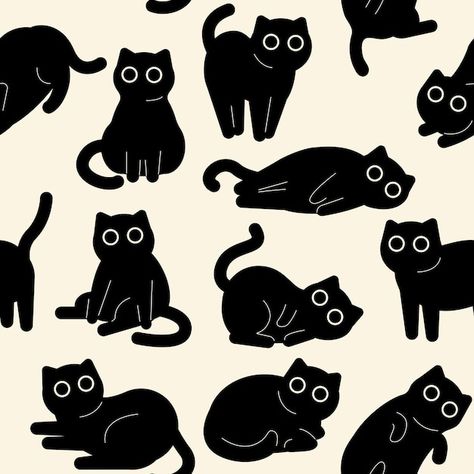 Black Cat Illustration Cute, Cute Black Cat Cartoon, Black Cat Drawing Aesthetic, Simple Dog Illustration, Black Cat Drawing Sketches, Cat Cartoon Funny, Cat Illustration Design, Black Cat Photo, Funny Cat Illustration