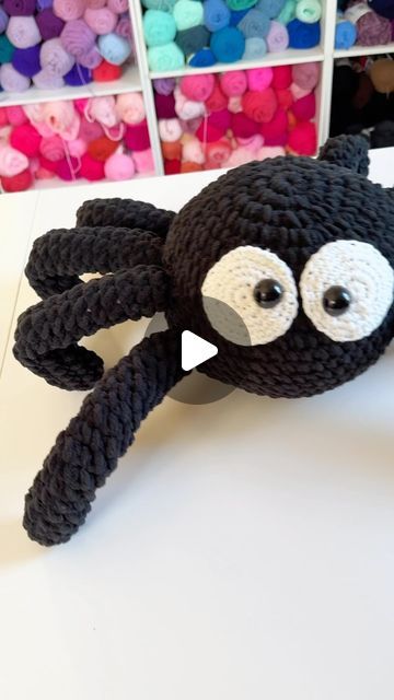 Sarah Zimmerman on Instagram: "I just realized it’s Friday the 13th! 🎃 Perfect day to post this supersized spider to make for spooky season. 🕷️🖤 Free pattern on RepeatCrafterMe.com! Just look at those glowing eyes 👀 #crochetspider #halloweencrochet #spookyszn #spider #bernatblanketyarn #reheartsuperglow" Sarah Zimmerman, Spider Pillow, Crochet Spider, Spider Pattern, Super Glow, Glowing Eyes, I Just Realized, Bernat Blanket Yarn, Halloween Crochet