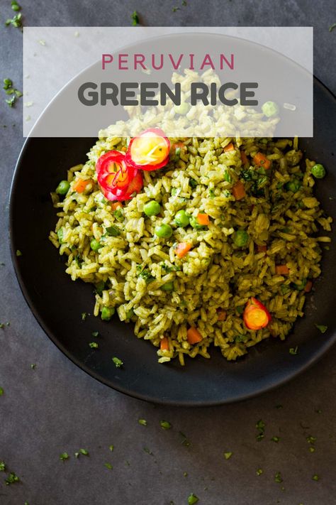 One Pan Peruvian Green Chicken And Rice, Peruvian Cilantro Rice, Peruvian Green Beans, Peruvian Food Recipes Traditional, Peruvian Sides Recipes, Peruvian Rice And Beans, Vegan Peruvian Recipes, Peruvian Lentils Recipes, Fresh Coriander Recipes