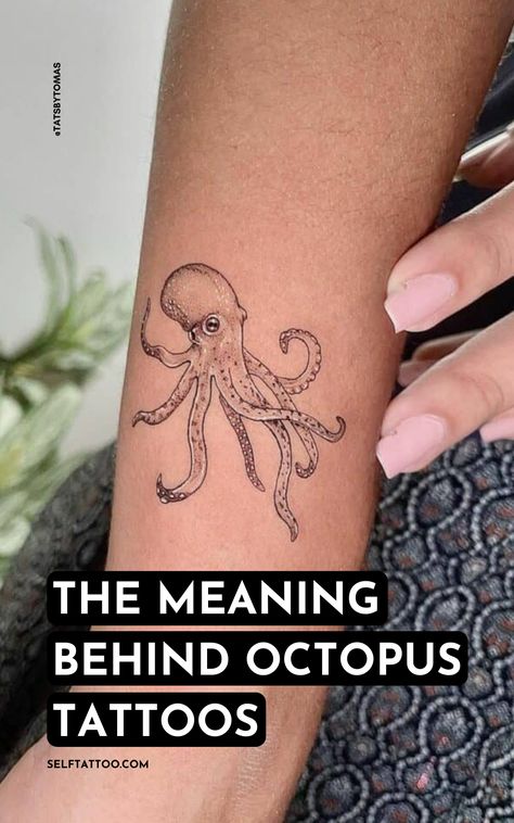 Anchor With Octopus Tattoo, Marine Inspired Tattoo, Small Tattoos Octopus, Cute Octopus Tattoo Design, Octopus Tattoos Meaning, Meaning Of Octopus Tattoo, Octopus Tattoo Wrapped Around Arm, Octopus Tattoo Sleeve Woman, Octopus Holding Flowers Tattoo