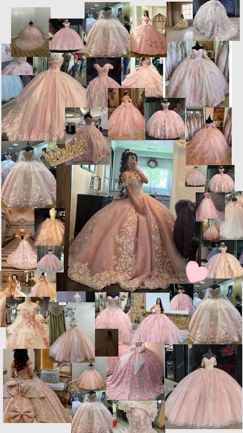 Literally I need this😭🙏🏼 Pink And White Quince, 15 Dresses Quinceanera Pink, Sweet 15 Dresses Quinceanera, White Quince Dress, Quinceanera Dresses Blush, White Quince Dresses, White Quince, Sweet 15 Party Ideas Quinceanera, Quince Themes