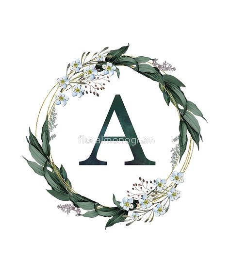 "Monogram A Wild Flowers And Foliage" by floralmonogram | Redbubble Summer Leaves, Monogram Design, Family Friends, Gifts For Family, Wild Flowers, Wreath, Monogram, Flowers, Design