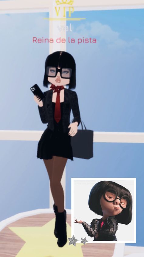 Theme: fashion designer (Edna Moda) placed: 1rst Icon Dress, Disney Childhood, Mode Dress, Dress Impress, Edna Mode, Extraordinary Fashion, Outfits Roblox, Ghost Pictures, Iconic Dresses