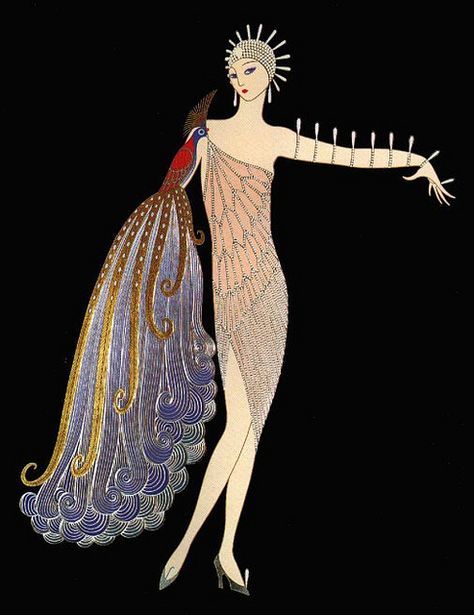 Erte'  I wish I had bought a piece back in the late 1980s!!! Erte Illustration, Arte Art Deco, Erte Art Deco, Erte Art, Romain De Tirtoff, Art Deco Illustrations, Art Deco Artists, Sonia Delaunay, Art Deco Illustration