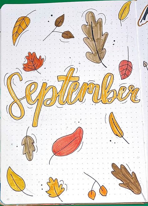 September Reading Journal Spread, September Reading Journal, August Title Page, September Title Page, September Title, September Bullet Journal Cover, Monthly Journaling, Bullet Journal Title Page, September Reading