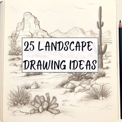 Here are 25 landscape drawing ideas to get you started: Sketching Landscapes Pencil, Landscape Ideas Painting Pencil, Graphite Pencil Drawings Landscapes, Ink Wash Painting Landscape, Free Drawings To Trace, Nature Scenes Drawing, Landscape Drawing Ideas Sketch, Art Sketches Landscape, Sketch Ideas Landscape