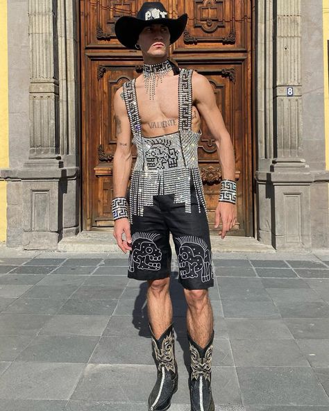 Gay Cowboy Outfit, Rave 2023, Cowboy Robot, Mens Rave Outfits, Bonnaroo Outfits, Asos Men, Cowboy Costume, Rapper Outfits, Queer Fashion