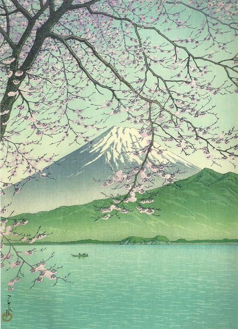 Kawase Hasui Paintings, Japanese Art Landscape, Kawase Hasui, Japanese Paintings, Woodblock Printing, Mont Fuji, Japanese Artwork, Japanese Woodblock, Mt Fuji