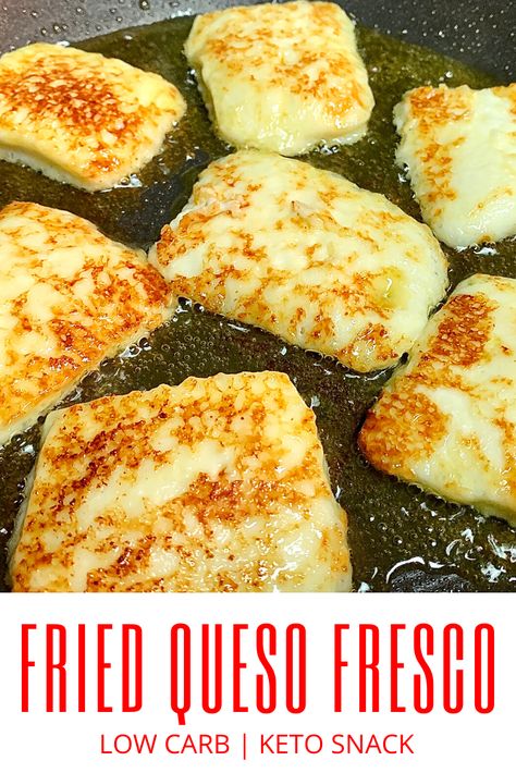 Fried Queso Fresco | Low Carb & Keto Quick and Easy Snack Idea | Fried Cheese | Keto Snack | Low Carb Snack | Low Carb Recipe | Low Carb Food | Keto Recipe | #keto #ketofood #ketosnack #ketorecipe #lowcarb #lowcarbrecipe Fried Cheese Recipes, Queso Cheese Recipe, Recipes With Fresco Cheese, Keto Cheese Recipes, Fried Cheese Tacos, Cojito Cheese Recipes, Cojita Cheese Uses, Fresco Cheese Recipes, Fried Cheese Recipes Keto