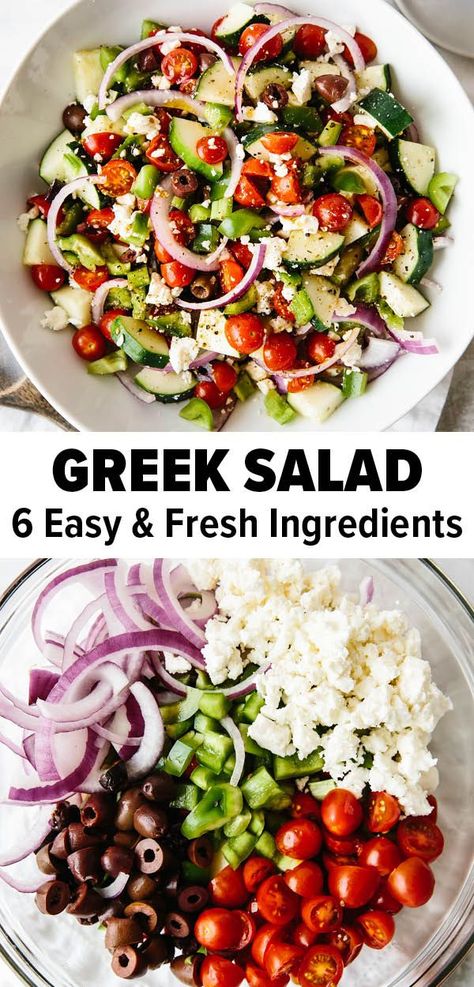 Homemade Greek Salad Dressing, Homemade Greek Salad, Greek Salad Recipe, Resepi Biskut, Greek Salad Dressing, Quick Lunch Recipes, Salad Meal Prep, Greek Salad Recipes, Lunch Idea