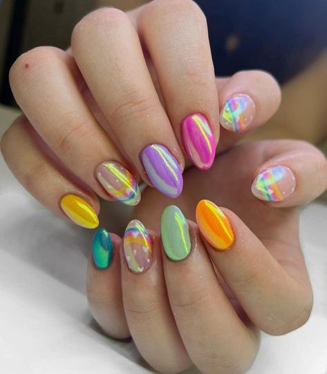 Nails Yellow, Mermaid Nails, Nail Swag, Nail Styles, Kawaii Nails, Rainbow Nails, Nails 2024, Hot Nails, Fabulous Nails