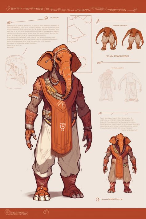 Loxodon Monk, Loxodon Dnd, Humanoid Elephant, Asian Character Design, Elephant Character Design, Elephant Warrior Fantasy Art, Camel Character Design, Warrior Elephant, African Monster Concept Art