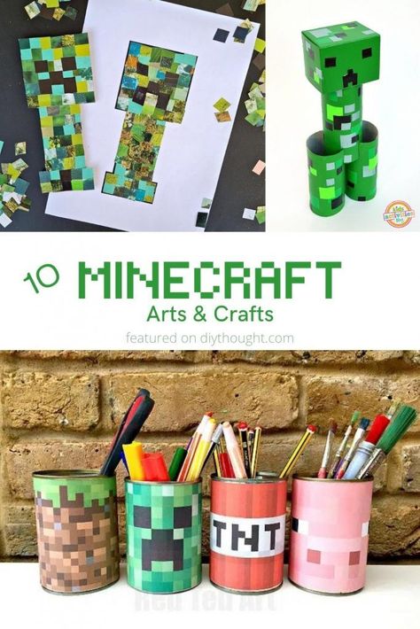 Mindcraft Party Centerpieces, Minecraft Crafts Diy Easy, Minecraft Art Projects, Roblox Crafts For Kids, Minecraft Birthday Diy, Minecraft Diy Gifts, Roblox Activities For Kids, Crafts For 10 Year Boys, Minecraft Decorating Ideas