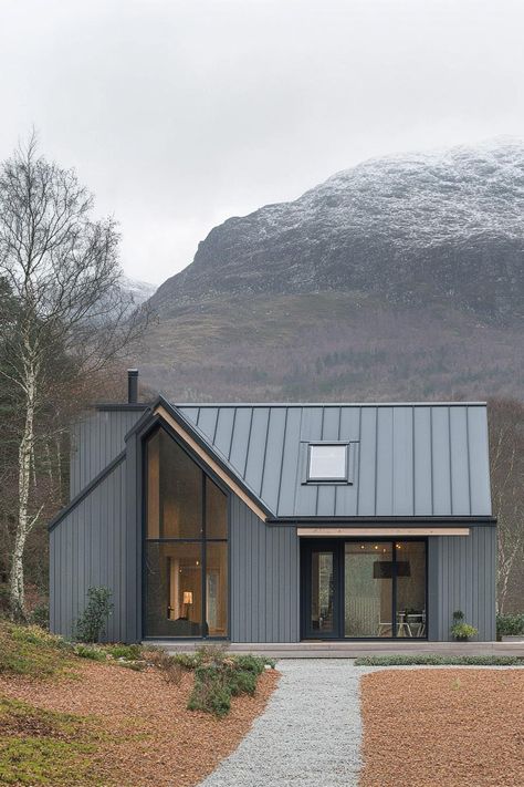 Scandinavian-style house with a mountain backdrop. These Scandinavian modern houses are a hug of architecture — a sleek, nordic sanctuary with a dash of whimsy.