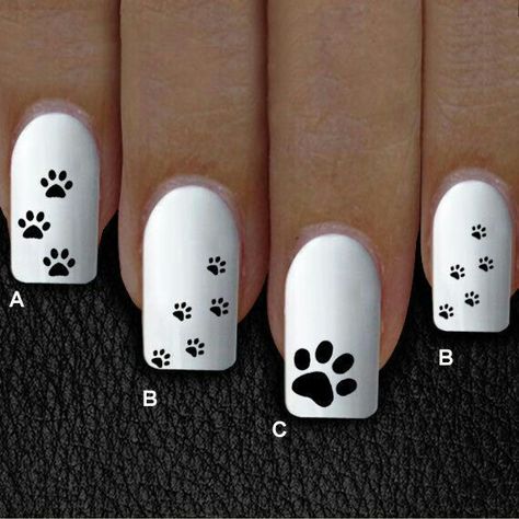 Paw Print Nails, Dog Nail Art, Paw Nails, Cat Nail Art, Cheetah Nail Designs, Animal Nails, Print Nails, Cute Gel Nails, Dog Nails