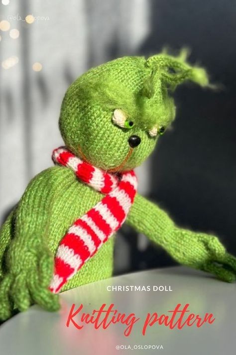 Toy knitting patterns | Toy knitting patterns | My grinches | Facebook Knitted Decor, Knitted Patterns, Doll Knitting, Creative Knitting, Modern Knitting, Knitting Patterns Toys, Knitted Animals, Christmas Dolls, The Grinch