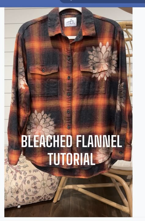 Ideas For Flannel Fabric, Bleached Plaid Shirt Diy, Bleach Distressed Flannel Diy, Bleach Distressed Shirt Diy, Distress Flannel Shirts Diy, Flannel Shirt Crafts, Diy Distressed Flannel Shirt, Flannel Diy Projects, Upcycling Flannel Shirts