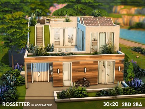 Sims 4 Garden Ideas No Cc, Sims 4 Eco Lifestyle House, Sims 4 Bedroom Ideas No Cc, Sims 4 Houses No Cc, Sims 4 Eco House, Sims 4 Cc Lots, Sims 4 Victorian House, Sims 4 Garden, Modern Eco House