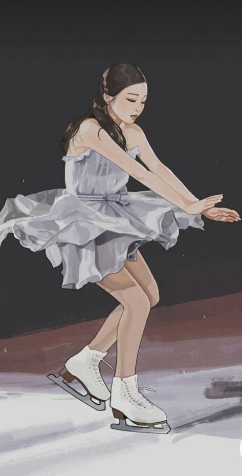 Ice Skate Drawing, Figure Ice Skates, Ice Skating Outfit, Skating Aesthetic, Ice Girls, Skate Art, Skating Outfits, Figure Skater, Digital Art Girl