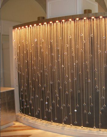 Crystal Modular Lighting Cascade Luminaire - Kentfield collection from Boyd Lighting Luminaria Diy, Modular Lighting, Crystal Curtains, Cool Shower Curtains, Beaded Curtains, Crystal Wall, Reykjavik, Light Art, Luxury Interior