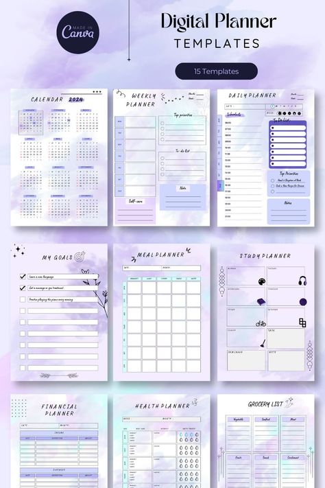 2024 Digital Planner Templates Undated Digital Planner, Daily, Weekly, & Monthly Planner digitalplannertutorial #homeschoolplannerprintable #hobonichiplanner #christianplanner🍷. Books Marks, Study Planner Printable Free, Study Planner Free, Planner Monthly Layout, Digital Planner Template, Travel Planner Template, Daily Planner Printables Free, Weekly Planner Free Printable, Study Planner Printable