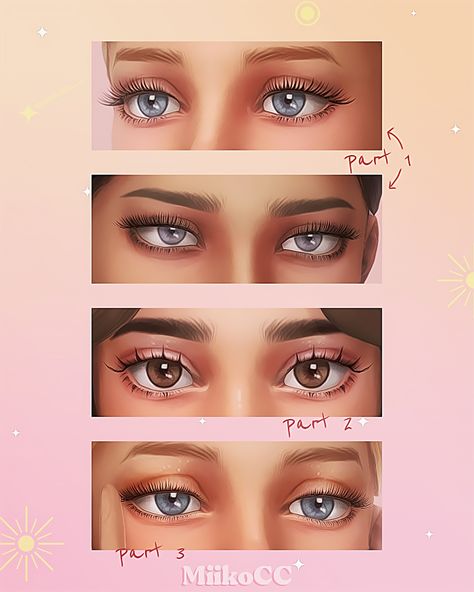 3D eyelashes ☆*:｡Skin details | Miiko on Patreon Los Sims 4 Mods, Sims 4 Cc Eyes, Sims 4 Piercings, Die Sims 4, The Sims 4 Skin, Makeup Cc, Pelo Sims, Skin Details, The Sims 4 Packs