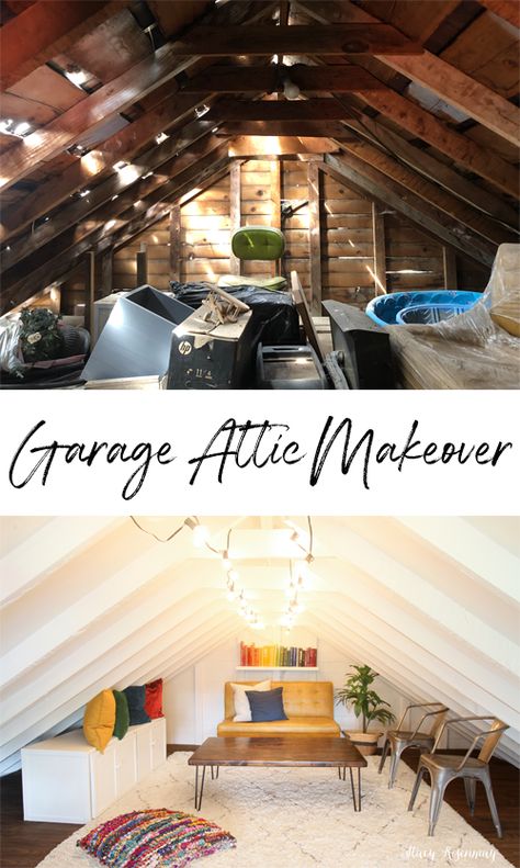 Small Crawl Space Ideas, Finish Attic On A Budget, Finishing An Attic On A Budget, Attic Crawl Space Ideas, Diy Attic Remodel, Attic Conversion Ideas, Attic Diy, House Paints, Garage Windows