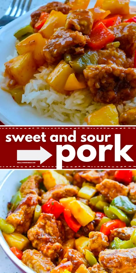 Looking for an easy, healthy dinner? Try this best pork recipe! Learn how to make this easy sweet and sour pork recipe that makes crispy pan-fried pork with garlic, celery, sweet bell peppers, and pineapple in a slightly sweet, tangy Asian sauce. A must-try! Pork Sweet And Sour Recipes, Sweet And Sour Pork Easy, Pork And Pineapple Recipes, Sweet And Sour Pork Recipe Easy, Sweet N Sour Pork, Sweet And Sour Pork Recipe, Food Recipes Asian, Pork Dinner Recipes, Sweet N Sour Pork Recipe