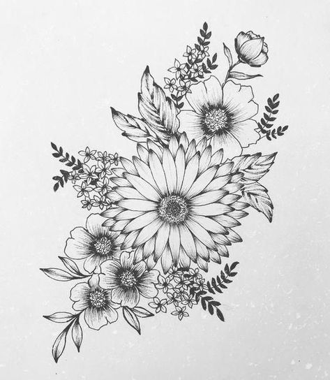 Floral And Greenery Tattoo, Floral Cluster Tattoo, Unique Sunflower Tattoos For Women, Clock Tattoo Design, Flower Clock, Men Tattoos, Small Flower Tattoos, Flower Tattoo Sleeve, Sunflower Tattoos