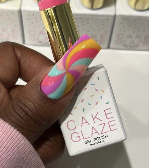 Lollipop Nail Art, Candy Land Nails, Candy Nails Designs, Nail Polish Cake, Cake Glaze, Candy Nails, Glaze For Cake, Naild It, New Cake