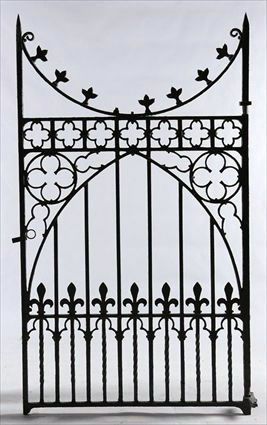 A Gothic style 19th century antique wrought iron gate from england Cast Iron Gates, Gothic Elements, Wrought Iron Patio Furniture, Iron Gate Design, Wrought Iron Gate, Wrought Iron Fences, Gothic Revival, Wrought Iron Gates, Wooden Gates