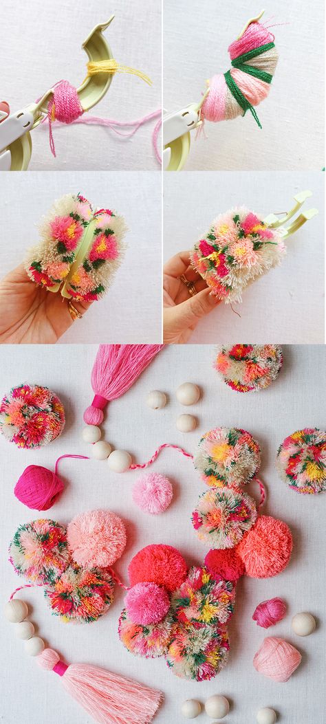 Pompon Diy, Diy Pom Poms, Fleurs Diy, Pom Pom Crafts, Crafty Craft, Craft Inspiration, Yarn Crafts, Diy Flowers, Pom Poms