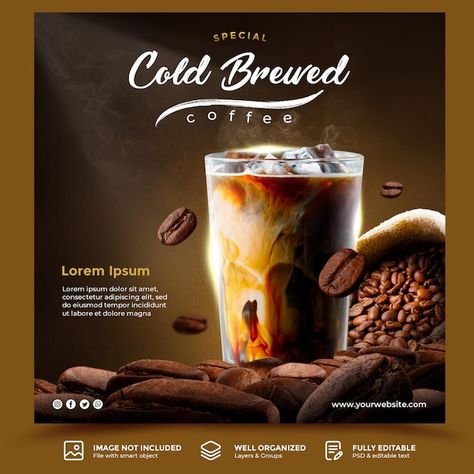 Coffee Shop Banner, Coffee Social Media, Fast Food Advertising, Poster Cafe, Coffee Advertising, Drink Poster, Food Advertising, Coffee Poster, Graphic Design Lessons