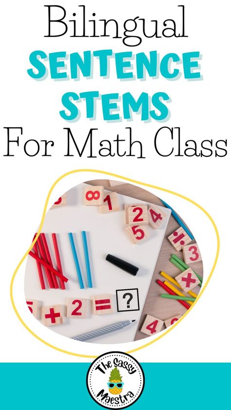 Dual language elementary students often struggle to find the right words to explain their thoughts and feelings when it comes to math. But with bilingual sentence stems, teachers can help students feel more comfortable and confident discussing math. By providing bilingual sentence stems to get students talking about math, teachers can create a supportive, inclusive classroom environment that encourages students to express their ideas and take ownership of their learning. Bilingual Teaching, Inclusive Classroom, Sentence Stems, Dual Language Classroom, Bilingual Classroom, Math Talk, Spanish Teaching Resources, Spanish And English, Inclusion Classroom