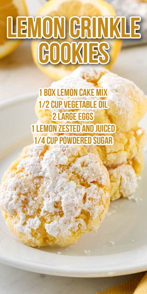 Lemon Crinkle Cooke Recipe Lemon Cake Mix Crinkle Cookies, Lemon Cake Box Cookies Recipes, Lemon Cookies From Cake Mix Recipes, Lemon Crinkle Cookies From Cake Mix Easy, Lemon Crinkle Cookies Recipe Cake Mixes, Lemon Box Cake Cookies, Easy Cookies From Cake Mix Boxes, Cookie Recipe From Box Cake, Lemon Cake Cookies Mix Boxes