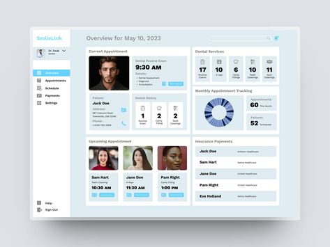 SmileLink Dental Patient Dashboard on Behance Health Care, Assessment, Interactive Dashboard, United Healthcare, Patient Portal, Dental Services, Design Ui, Portal, The Unit